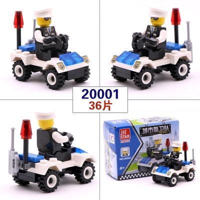 City Series Police Car Fighter mini Educational Building Blocks Toys Compatible