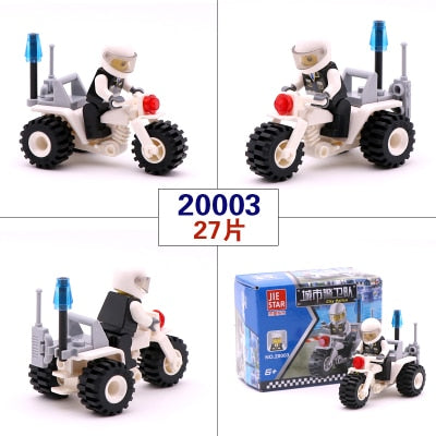 City Series Police Car Fighter mini Educational Building Blocks Toys Compatible
