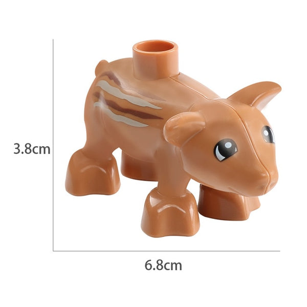 Duplos Animal Model Figures big Building Block Sets Elephant monkey Horse kids educational