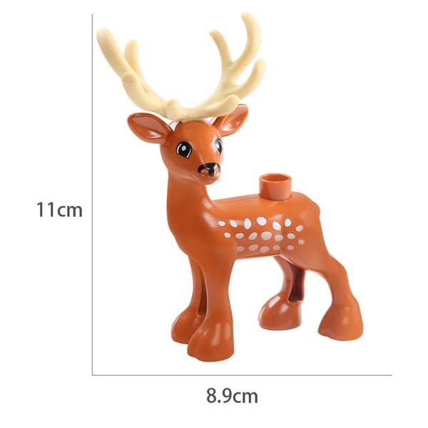 Duplos Animal Model Figures big Building Block Sets Elephant monkey Horse kids educational